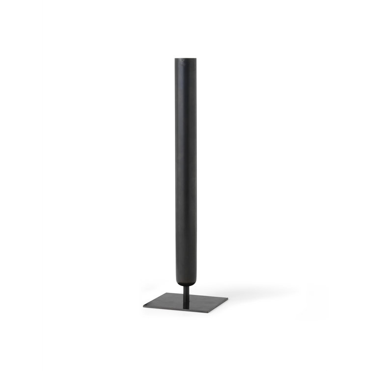 Tall Black Bronze-Plated Metal Table Vase