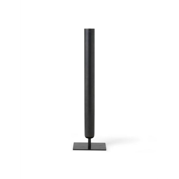 Tall Black Bronze-Plated Metal Table Vase