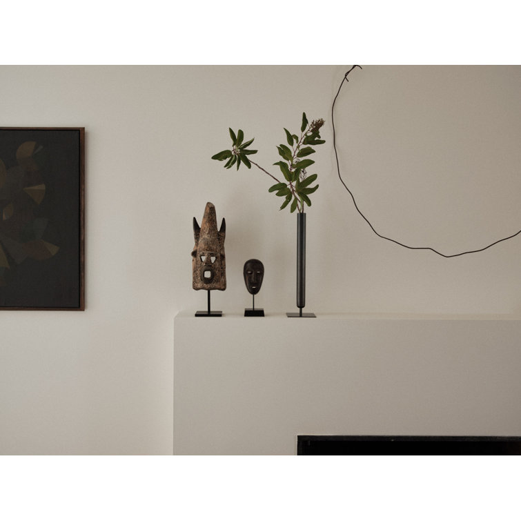 Tall Black Bronze-Plated Metal Table Vase