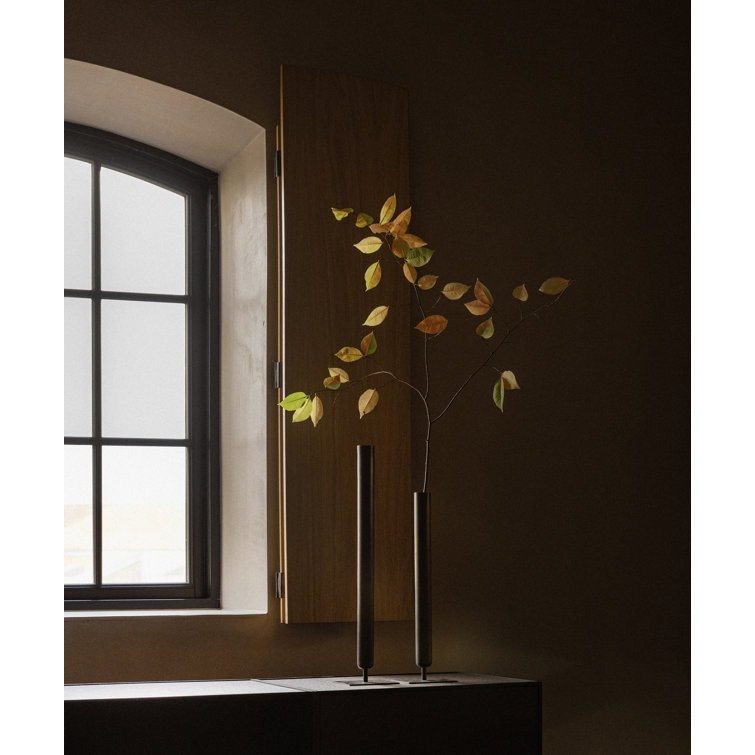 Tall Black Bronze-Plated Metal Table Vase