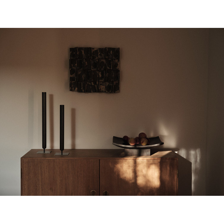 Tall Black Bronze-Plated Metal Table Vase