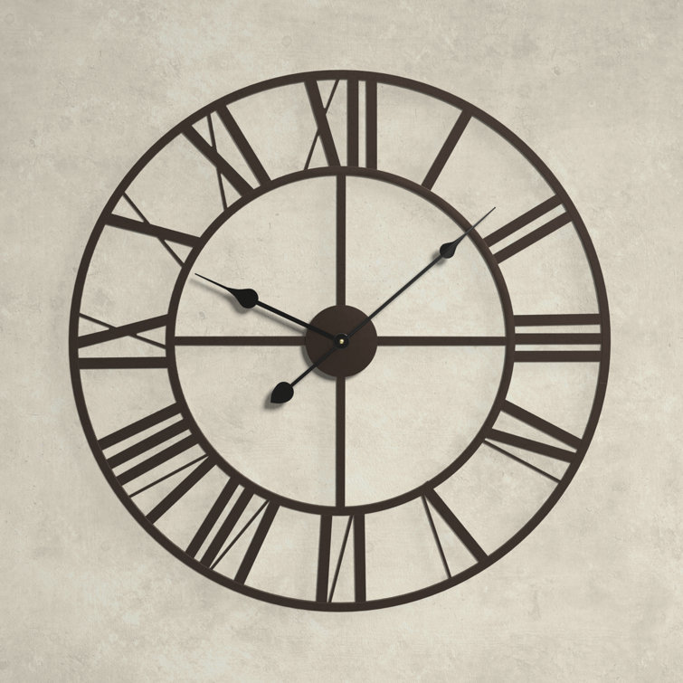 30'' Matte Black Metal Roman Numeral Wall Clock