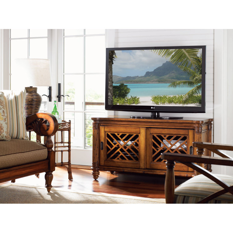 Traditional Brown Wood Media Console with Cabinet