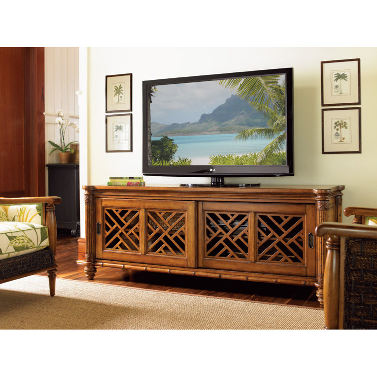 Traditional Brown Wood Media Console with Cabinet