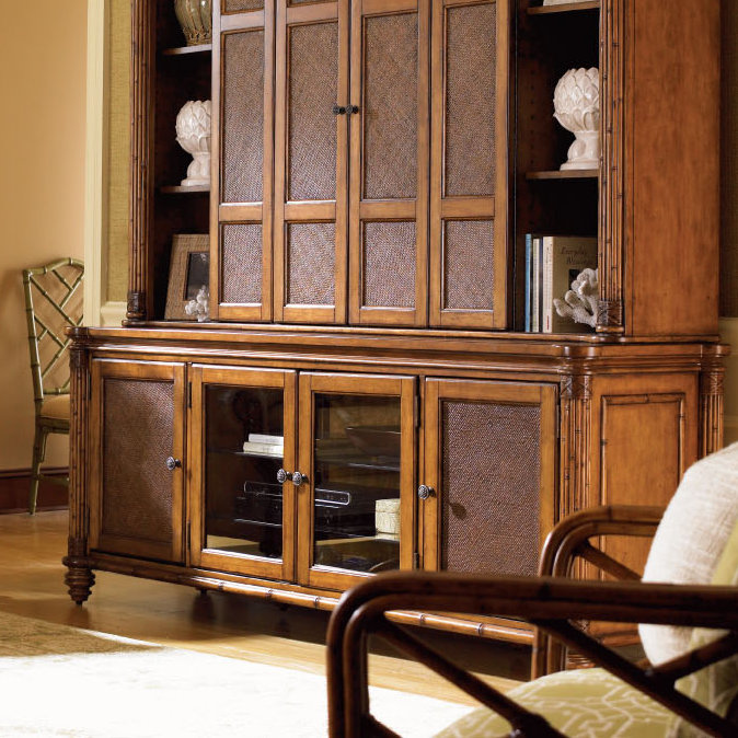 Traditional Brown Wood Entertainment Console with Cabinet