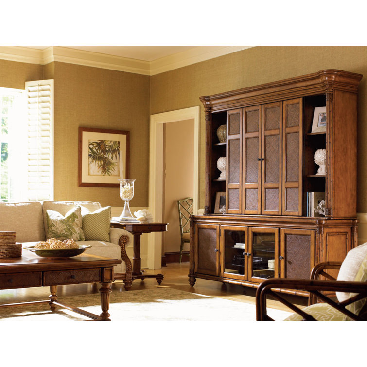 Traditional Brown Wood Entertainment Console with Cabinet