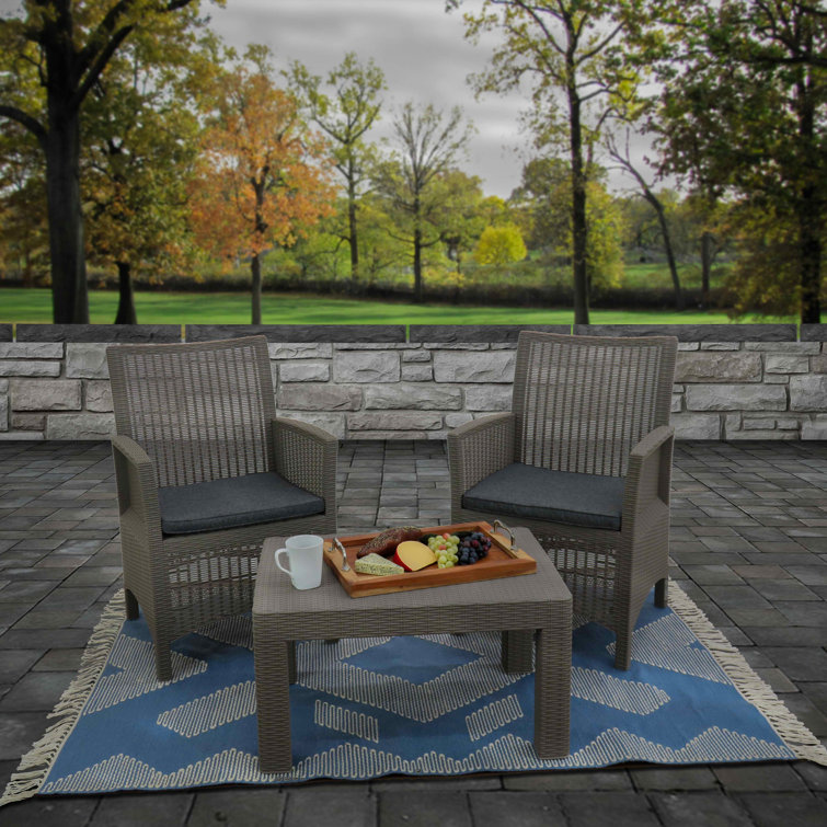 Dusty Blue Geometric Braided 4' x 6' Outdoor Rug