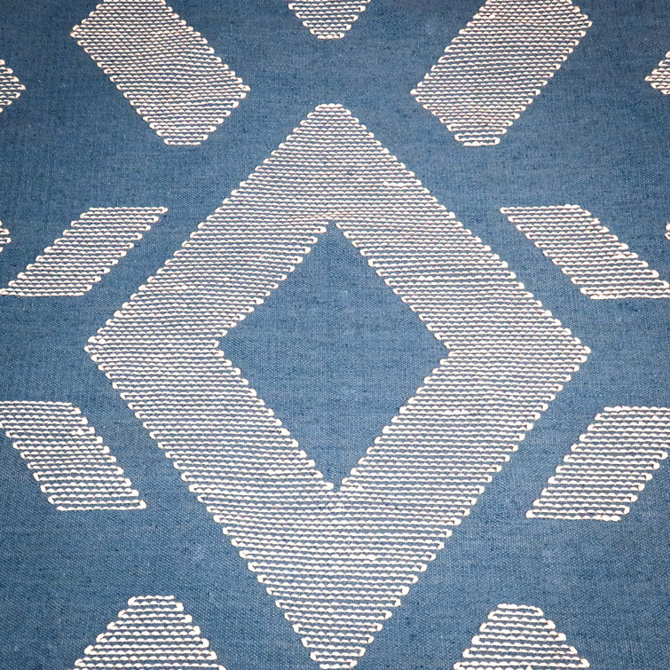 Dusty Blue Geometric Braided 4' x 6' Outdoor Rug
