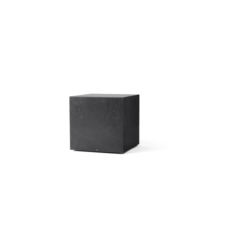Cubic Black Marquina Marble Tall End Table