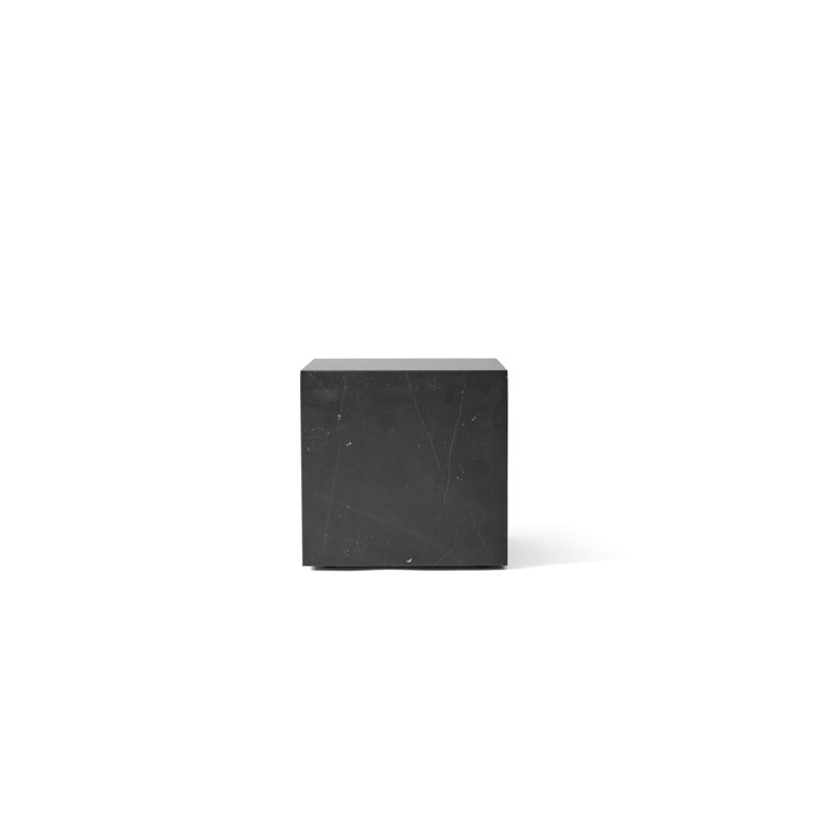 Cubic Black Marquina Marble Tall End Table