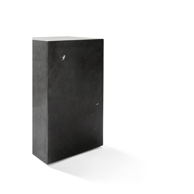 Cubic Black Marquina Marble Tall End Table