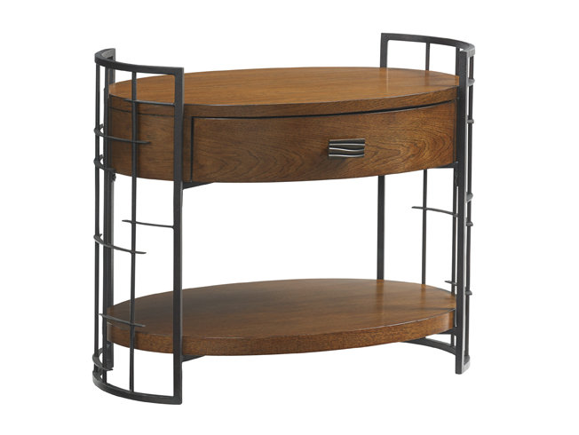 Brown Transitional 1-Drawer Wood Nightstand