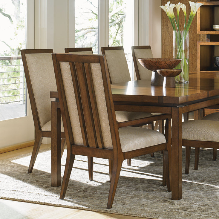 Transitional Beige Leather and Wood Arm Chair with Gold Accents