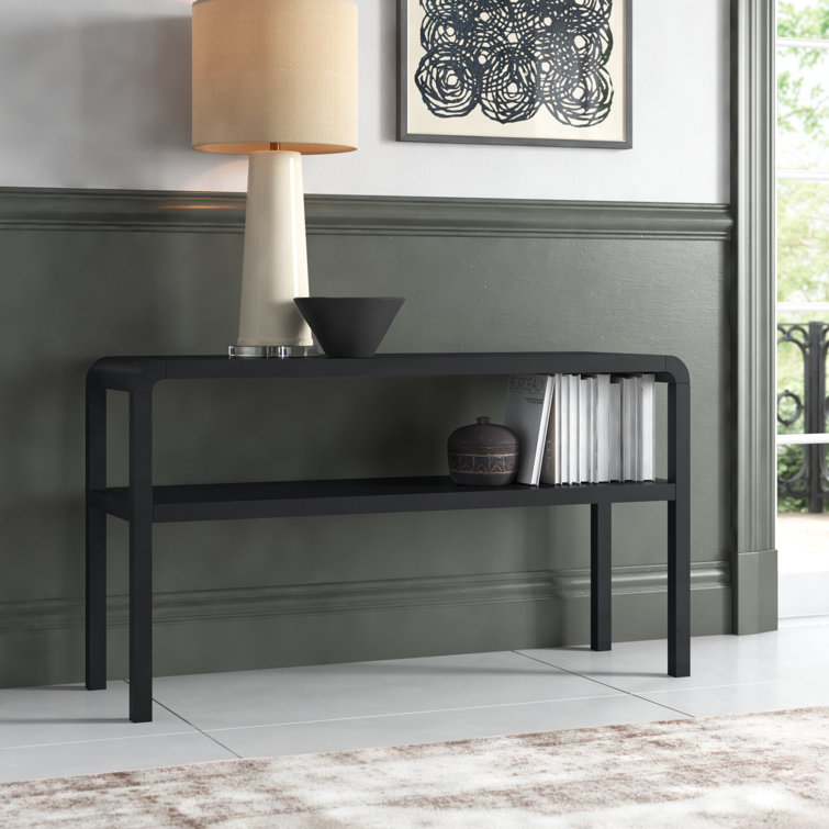 Omara Sleek Black Solid Wood 53'' Modern Console Table with Storage