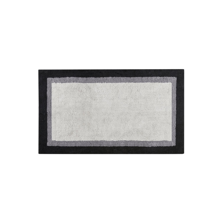 Black and Gray Cotton Tufted Bath Rug 27" x 45"
