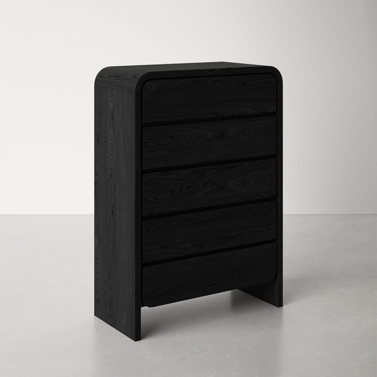 Elora Modern Farmhouse Jet Black Ash Five Drawer Chest