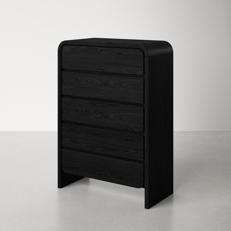 Elora Modern Farmhouse Jet Black Ash Five Drawer Chest