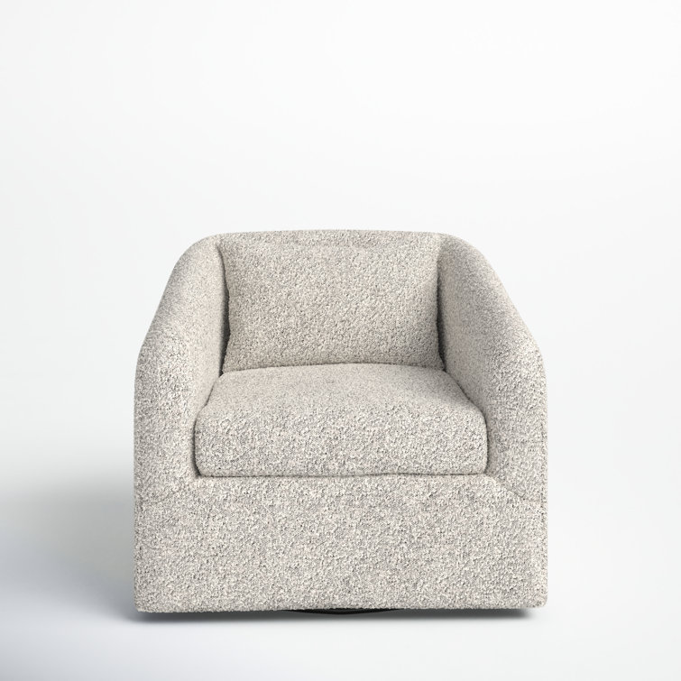 Domino White Leather Swivel Chair with Plush Pillow