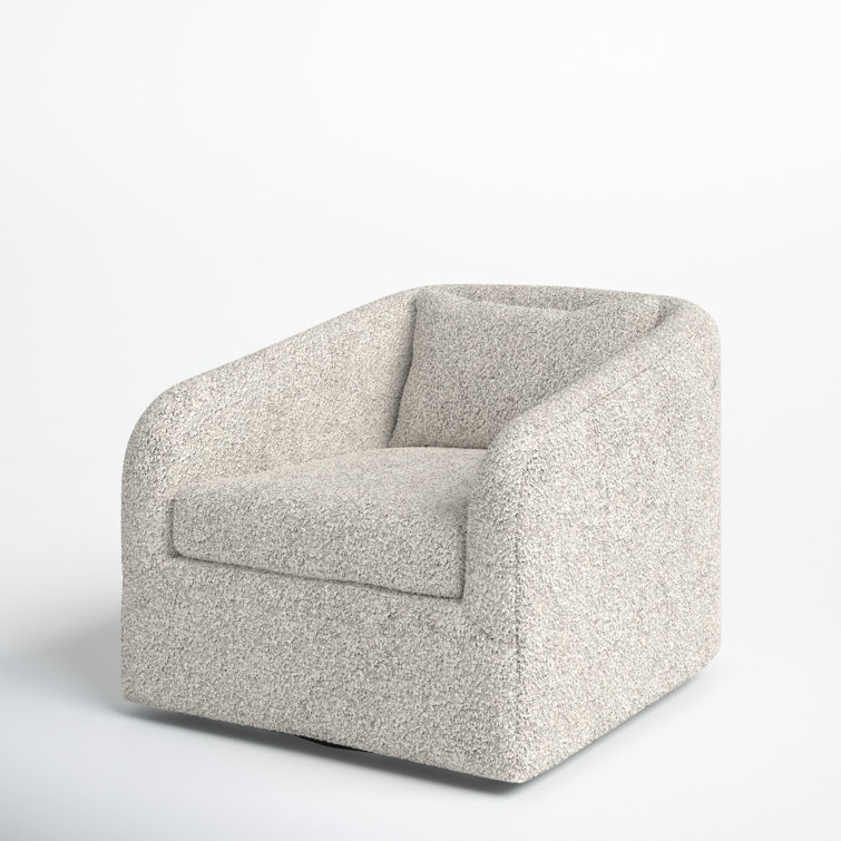 Domino White Leather Swivel Chair with Plush Pillow