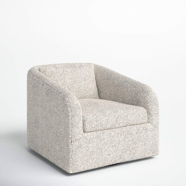 Domino White Leather Swivel Chair with Plush Pillow