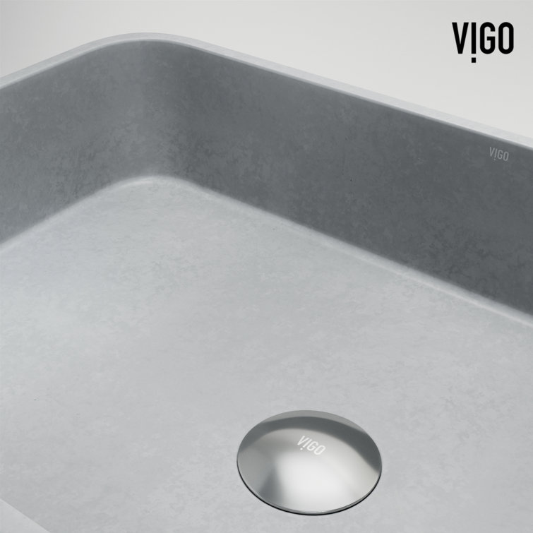 Gray Rectangular Concrete Above-Counter Bathroom Vessel Sink