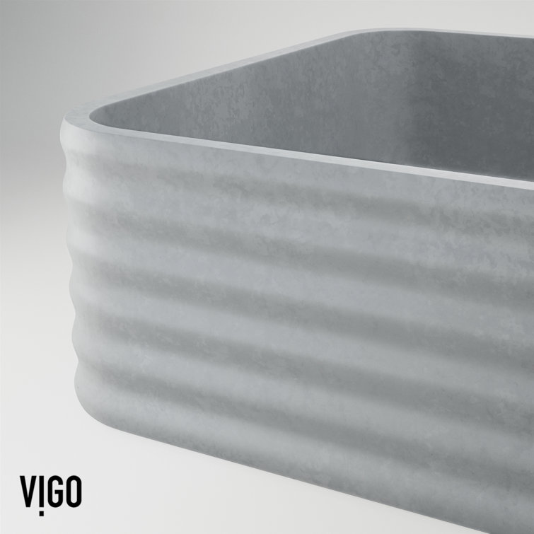 Cadman Gray Concrete Rectangular Vessel Sink with Brushed Nickel Faucet