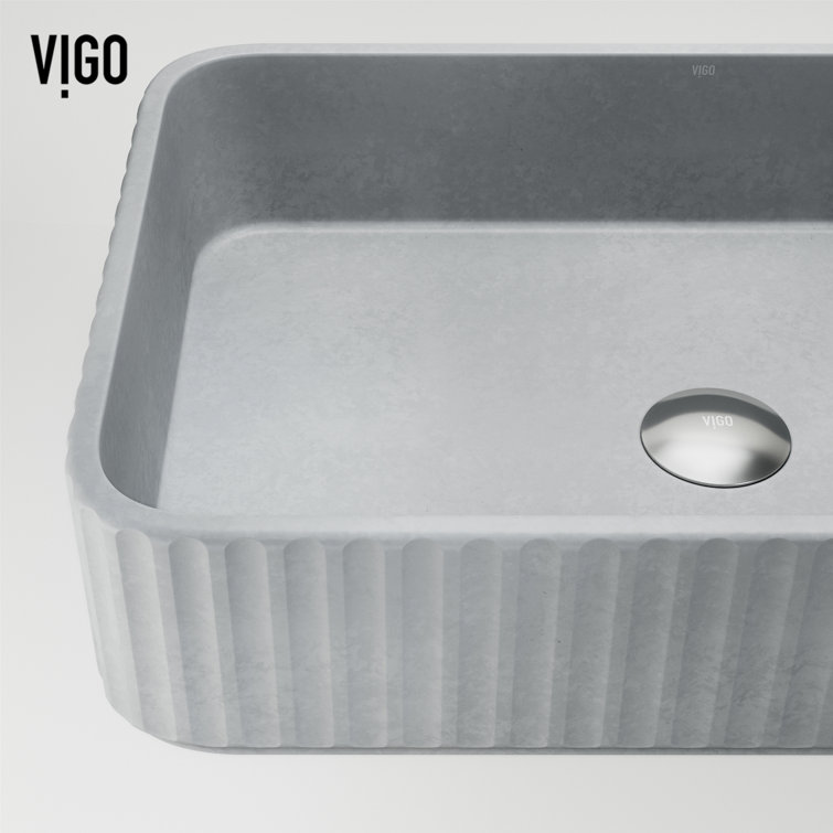 Gray Rectangular Concrete Above-Counter Bathroom Vessel Sink
