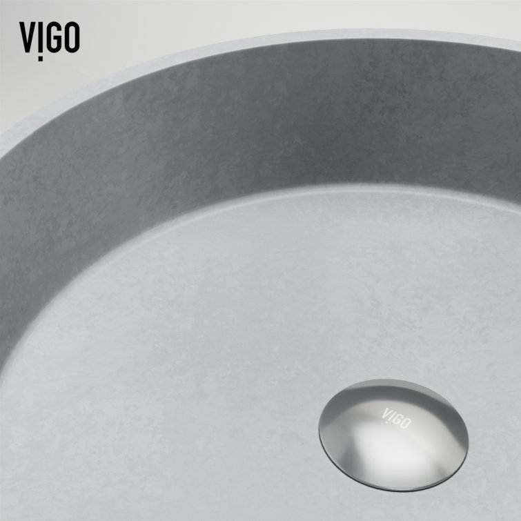 Gray Stone Round Above-Counter Fluted Vessel Sink