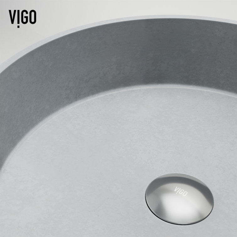 Gray Fluted Concrete Round Above-Counter Vessel Sink