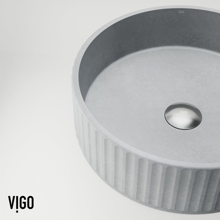 Gray Fluted Concrete Round Above-Counter Vessel Sink