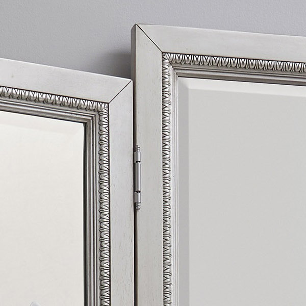 Camila Creamy White and Silver Traditional Vanity Mirror 54''