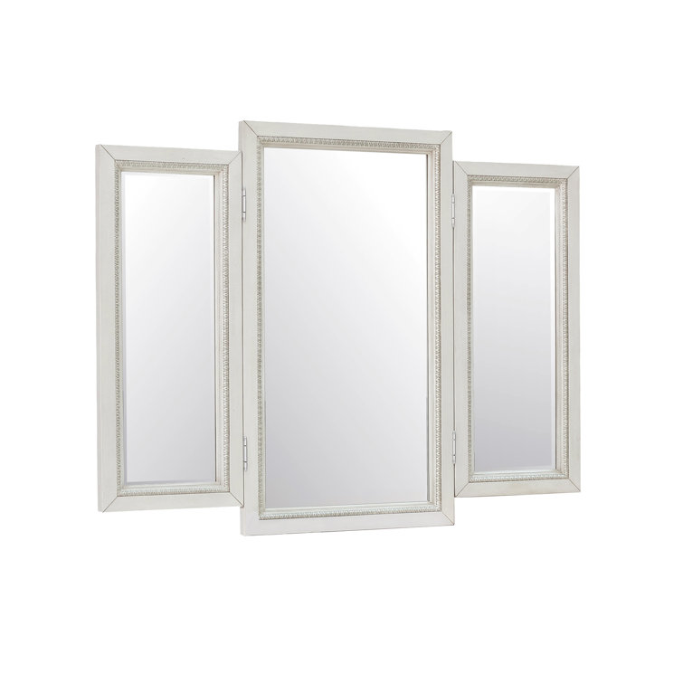 Camila Creamy White and Silver Traditional Vanity Mirror 54''