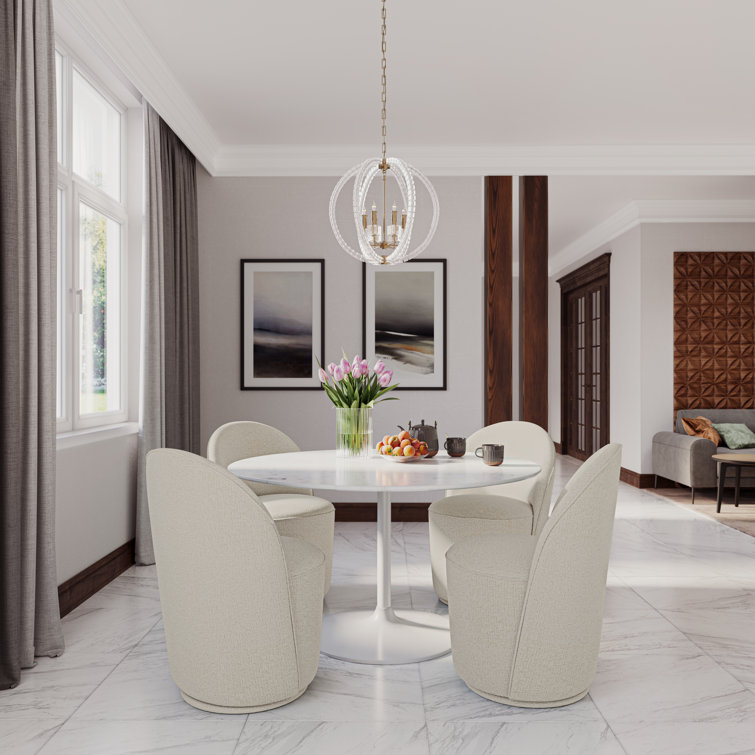 Natural Upholstered Swivel Parsons Side Chair Set