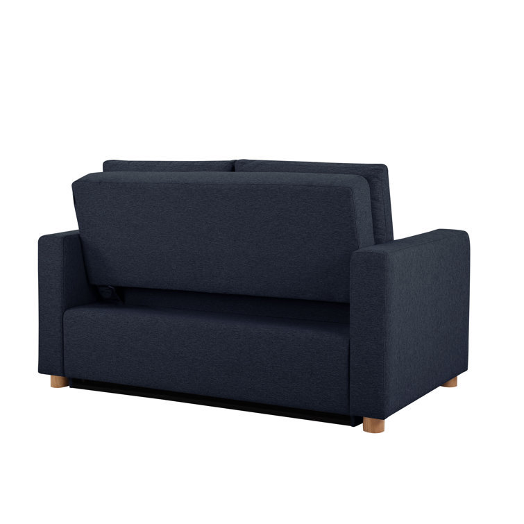 Navy Blue Fabric Full Size Convertible Sleeper Sofa