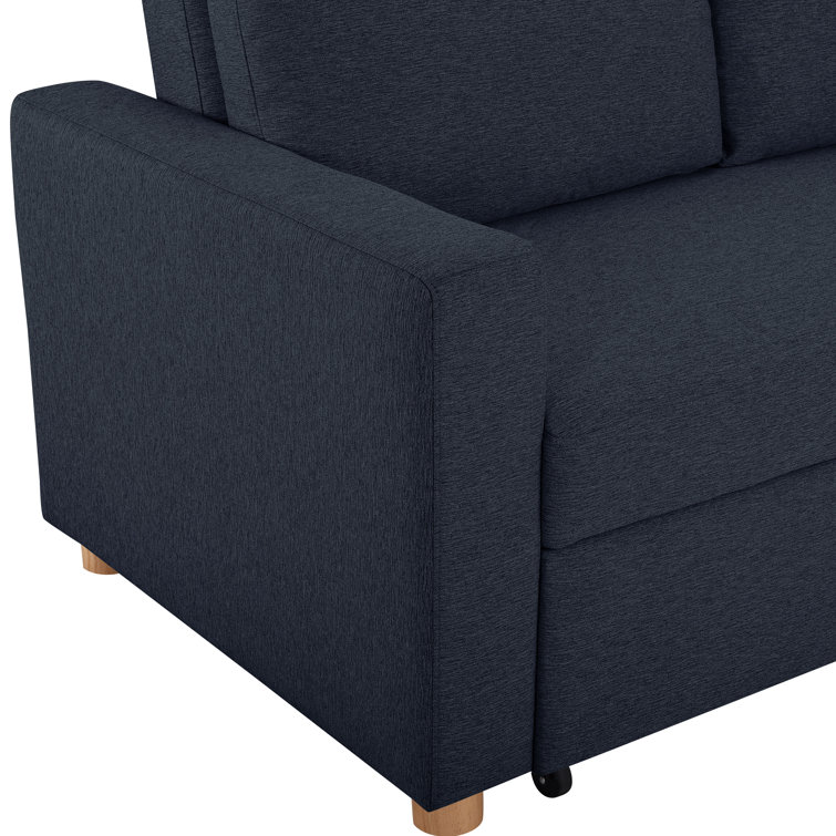 Navy Blue Fabric Full Size Convertible Sleeper Sofa