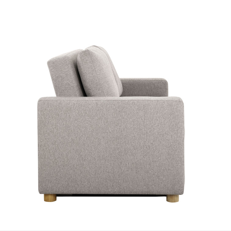 Light Gray Fabric Convertible Sleeper Sofa with Wooden Legs