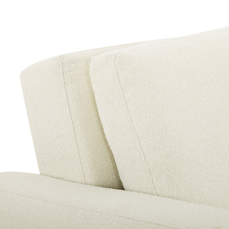 Ivory Boucle Full Size Convertible Sleeper Sofa with Wood Legs