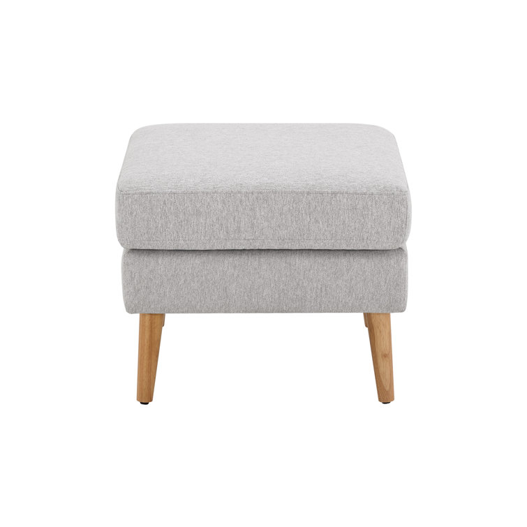 Light Gray Tufted Fabric Loveseat with Ottoman and Wood Legs