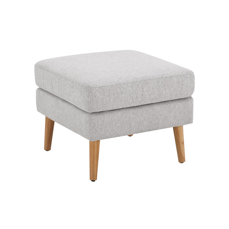 Light Gray Tufted Fabric Loveseat with Ottoman and Wood Legs
