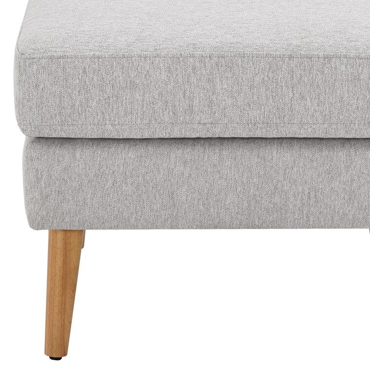 Light Gray Tufted Fabric Loveseat with Ottoman and Wood Legs