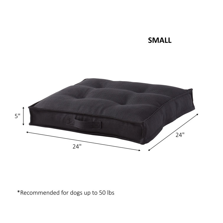 Small Black Tufted Polyester Square Dog Bed