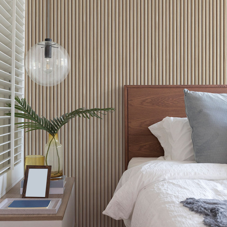 Blonde Reeded Wood Self-Adhesive Peel and Stick Wallpaper