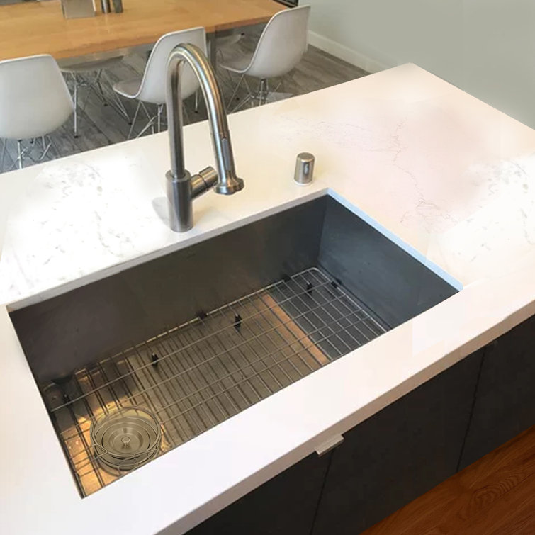 32'' Satin Stainless Steel Undermount Single Bowl Kitchen Sink