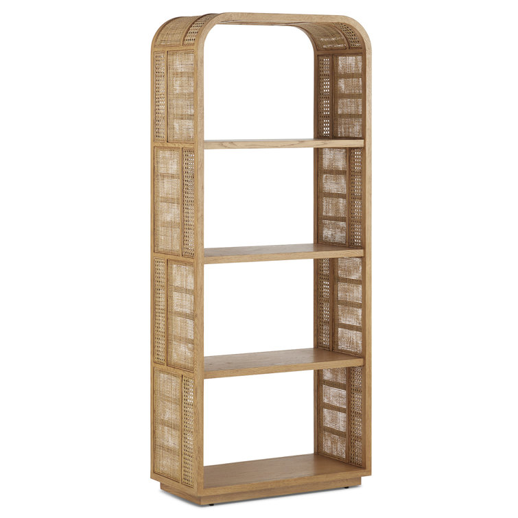 Anisa Natural Oak and Rattan Adjustable Etagere