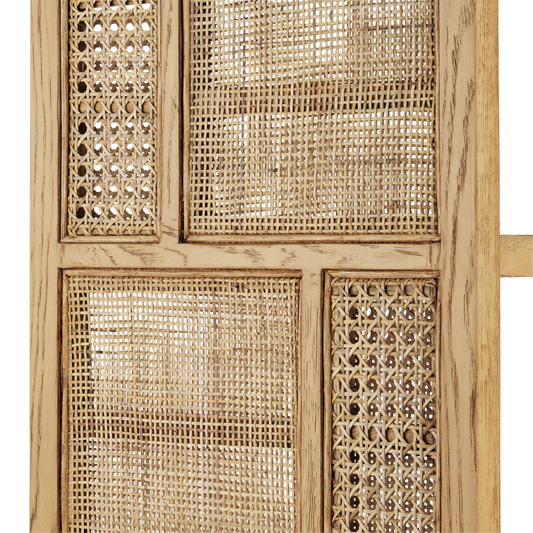 Anisa Natural Oak and Rattan Adjustable Etagere