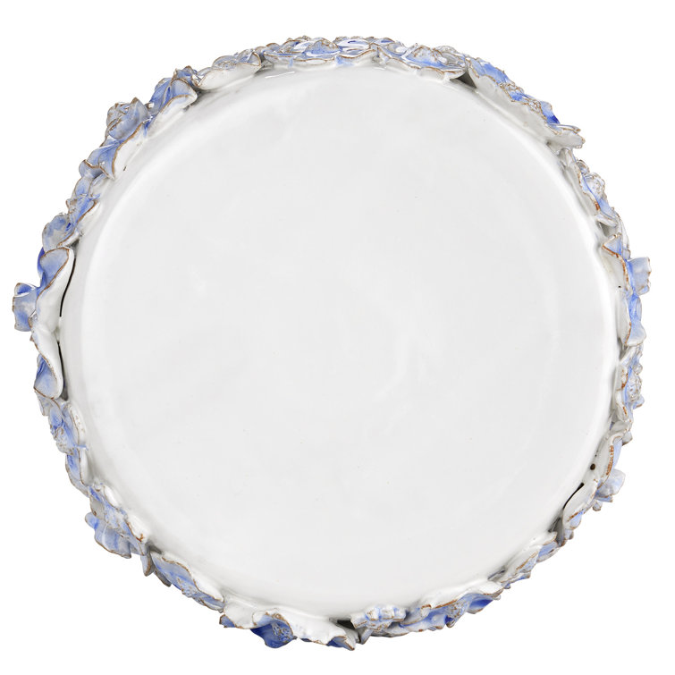 Jessamine White Ceramic Floral Round End Table