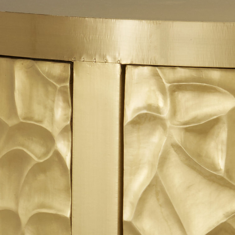 Auden Brass Demi-Lune Cabinet with Adjustable Shelving