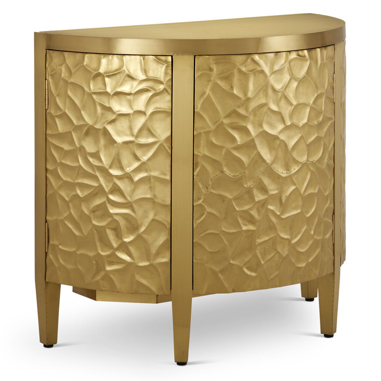 Auden Brass Demi-Lune Cabinet with Adjustable Shelving