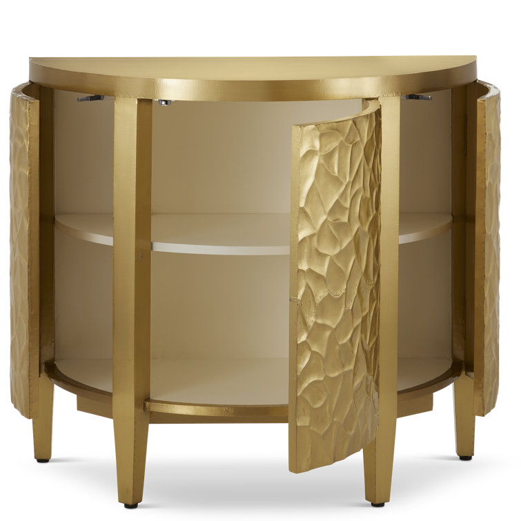 Auden Brass Demi-Lune Cabinet with Adjustable Shelving