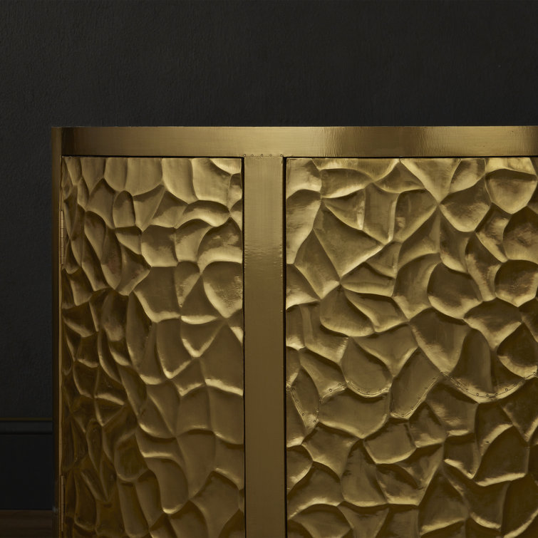 Auden Brass Demi-Lune Cabinet with Adjustable Shelving